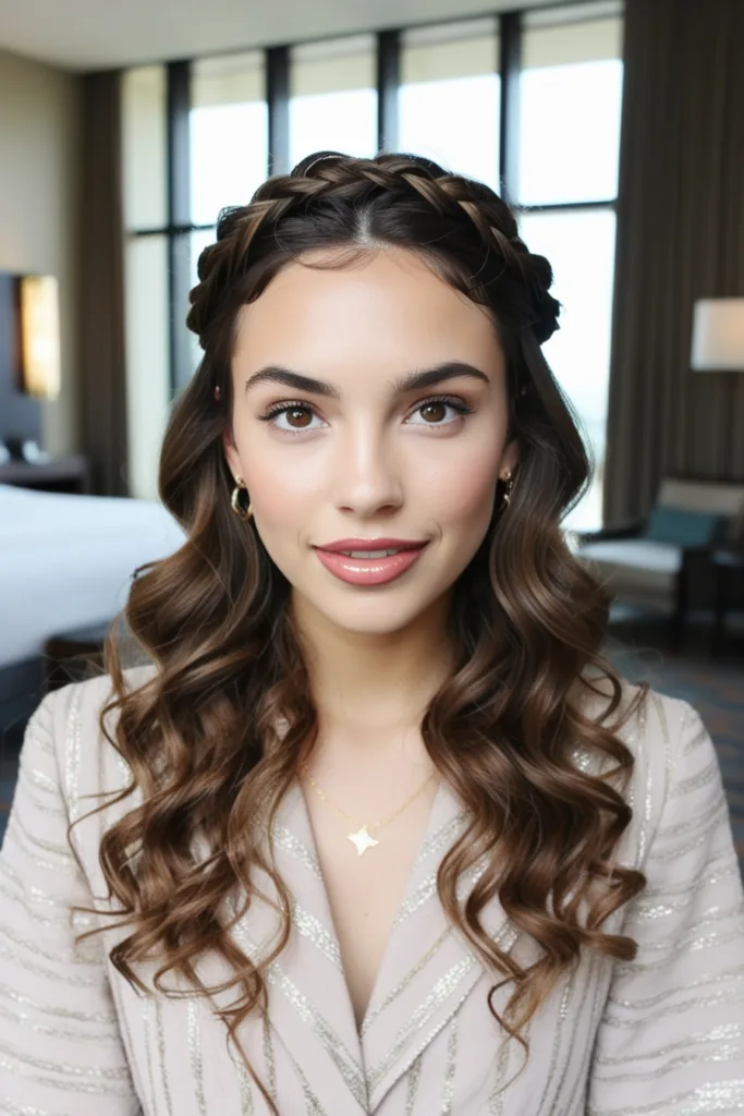 braided crown curly hair