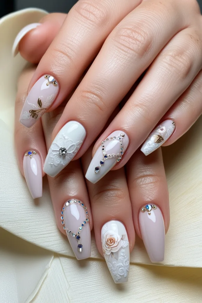 classy french wedding nails for the bride