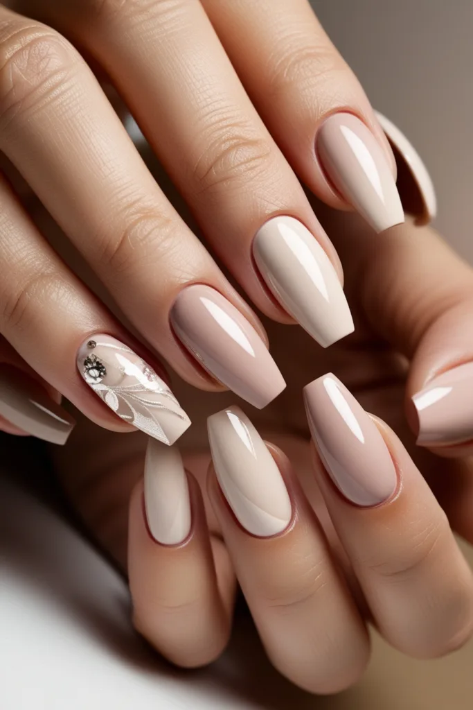 wedding Nude nails for bride