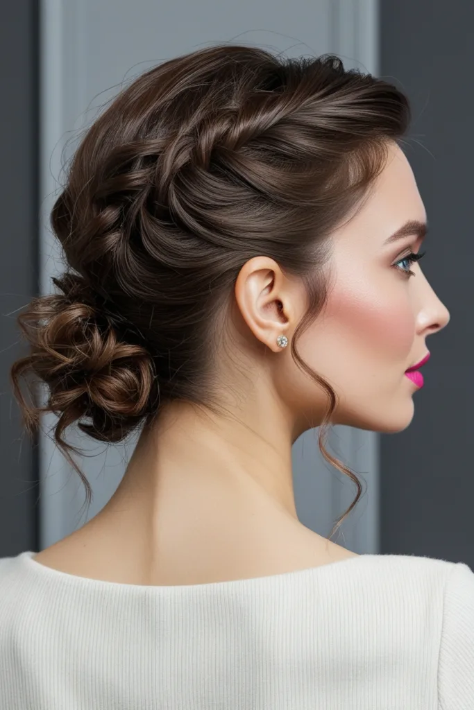 low bun with loose tendrils